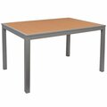 Bfm Seating Longport 35'' x 71'' Silver Aluminum Bolt-Down Bar Height Table with Synthetic Teak Top 163PH3571TBS